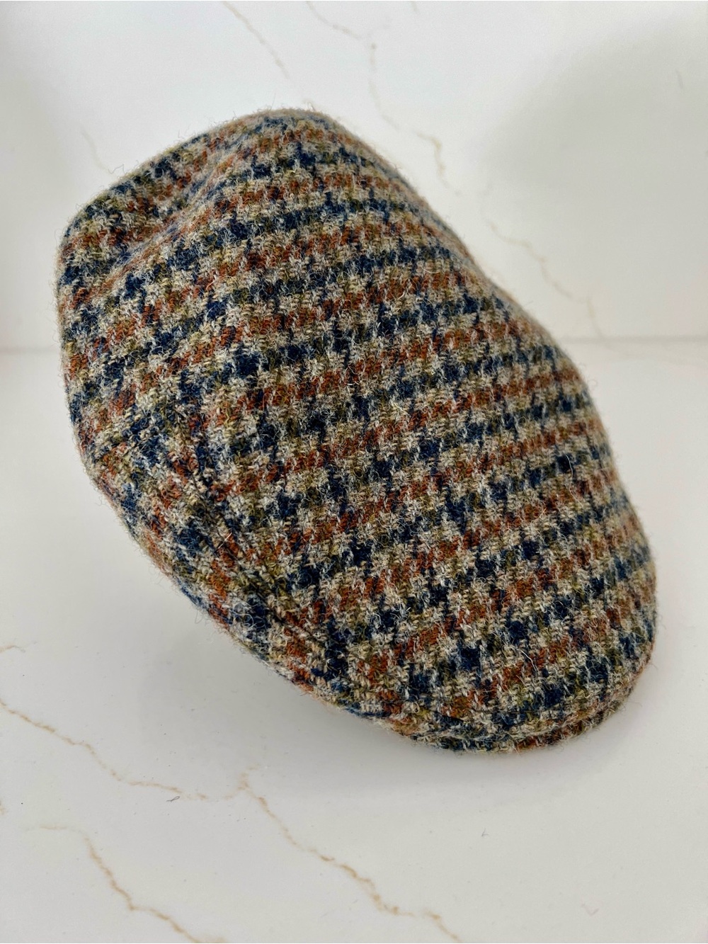 Stetson Brown & Blue Herringbone Tweed Flat Newsboy Cap